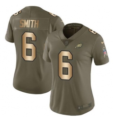 Women's Nike Philadelphia Eagles #6 DeVonta Smith Olive Gold Stitched NFL Limited 2017 Salute To Service Jersey