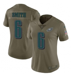 Women's Nike Philadelphia Eagles #6 DeVonta Smith Olive Stitched NFL Limited 2017 Salute To Service Jersey