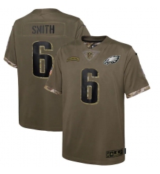 Youth Philadelphia Eagles #6 Devonta Smith Nike 2022 Salute To Service Limited Jersey - Olive