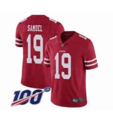 Men's San Francisco 49ers #19 Deebo Samuel Red Team Color Vapor Untouchable Limited Player 100th Season Football Jersey