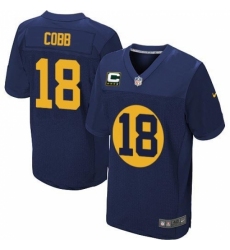 Men's Nike Green Bay Packers #18 Randall Cobb Elite Navy Blue Alternate C Patch NFL Jersey