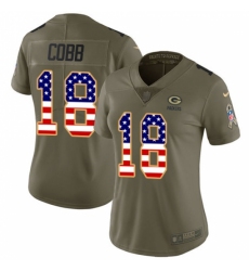 Women's Nike Green Bay Packers #18 Randall Cobb Limited Olive/USA Flag 2017 Salute to Service NFL Jersey