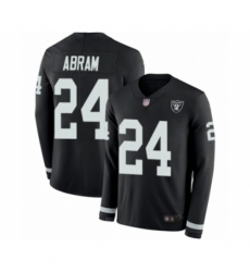 Men's Oakland Raiders #24 Johnathan Abram Limited Black Therma Long Sleeve Football Jersey