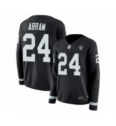 Women's Oakland Raiders #24 Johnathan Abram Limited Black Therma Long Sleeve Football Jersey