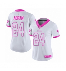 Women's Oakland Raiders #24 Johnathan Abram Limited White Pink Rush Fashion Football Jersey