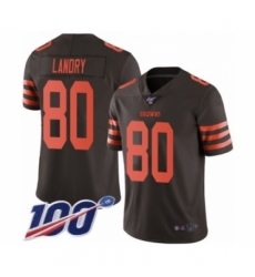 Men's Cleveland Browns #80 Jarvis Landry Limited Brown Rush Vapor Untouchable 100th Season Football Jersey