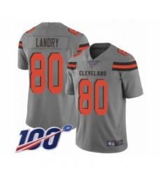 Men's Cleveland Browns #80 Jarvis Landry Limited Gray Inverted Legend 100th Season Football Jersey