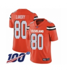 Men's Cleveland Browns #80 Jarvis Landry Orange Alternate Vapor Untouchable Limited Player 100th Season Football Jersey