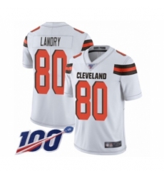 Men's Cleveland Browns #80 Jarvis Landry White Vapor Untouchable Limited Player 100th Season Football Jersey