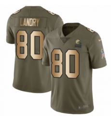 Men's Nike Cleveland Browns #80 Jarvis Landry Limited Olive/Gold 2017 Salute to Service NFL Jersey