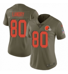 Women's Nike Cleveland Browns #80 Jarvis Landry Limited Olive 2017 Salute to Service NFL Jersey