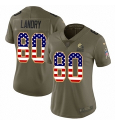 Women's Nike Cleveland Browns #80 Jarvis Landry Limited Olive/USA Flag 2017 Salute to Service NFL Jersey