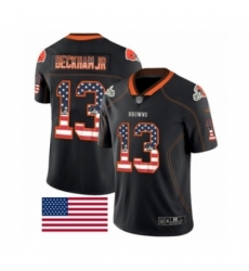 Men's Cleveland Browns #13 Odell Beckham Jr. Limited Black Rush USA Flag Football Jersey