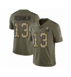 Men's Odell Beckham Jr. Limited Olive Camo Nike Jersey NFL Cleveland Browns #13 2017 Salute to Service