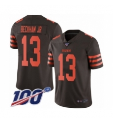 Youth Cleveland Browns #13 Odell Beckham Jr. Limited 100th Season Brown Rush Vapor Untouchable Football Jersey