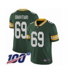 Men's Green Bay Packers #69 David Bakhtiari Green Team Color Vapor Untouchable Limited Player 100th Season Football Jersey