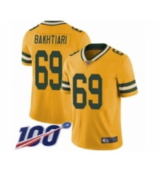 Men's Green Bay Packers #69 David Bakhtiari Limited Gold Rush Vapor Untouchable 100th Season Football Jersey