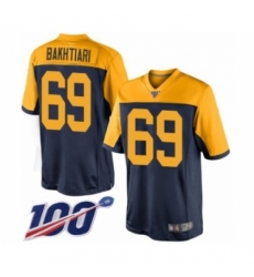 Men's Green Bay Packers #69 David Bakhtiari Limited Navy Blue Alternate 100th Season Football Jersey