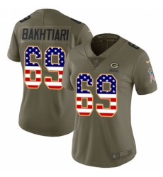 Women's Nike Green Bay Packers #69 David Bakhtiari Limited Olive/USA Flag 2017 Salute to Service NFL Jersey