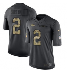 Men's Nike Denver Broncos #2 Patrick Surtain II Black Stitched NFL Limited 2016 Salute To Service Jersey