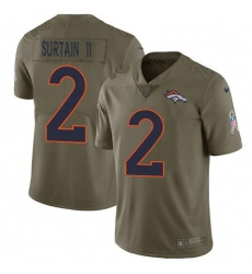 Men's Nike Denver Broncos #2 Patrick Surtain II Olive Stitched NFL Limited 2017 Salute To Service Jersey