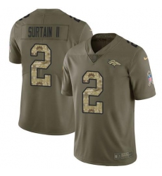 Men's Nike Denver Broncos #2 Patrick Surtain II OliveCamo Stitched NFL Limited 2017 Salute To Service Jersey