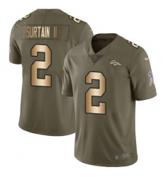 Men's Nike Denver Broncos #2 Patrick Surtain II OliveGold Stitched NFL Limited 2017 Salute To Service Jersey