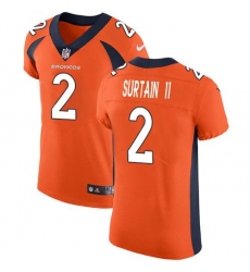 Men's Nike Denver Broncos #2 Patrick Surtain II Orange Team Color Stitched NFL Vapor Untouchable Elite Jersey