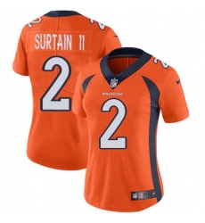 Women's Nike Denver Broncos #2 Patrick Surtain II Orange Team Color Stitched NFL Vapor Untouchable Limited Jersey