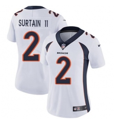 Women's Nike Denver Broncos #2 Patrick Surtain II White Stitched NFL Vapor Untouchable Limited Jersey