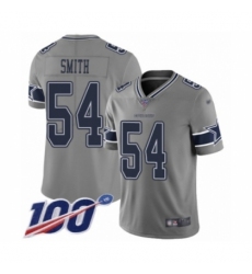 Men's Dallas Cowboys #54 Jaylon Smith Limited Gray Inverted Legend 100th Season Football Jersey