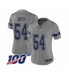 Women's Dallas Cowboys #54 Jaylon Smith Limited Gray Inverted Legend 100th Season Football Jersey