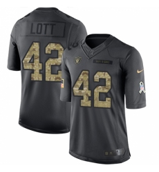 Men's Nike Oakland Raiders #42 Ronnie Lott Limited Black 2016 Salute to Service NFL Jersey