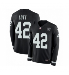 Men's Nike Oakland Raiders #42 Ronnie Lott Limited Black Therma Long Sleeve NFL Jersey