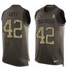 Men's Nike Oakland Raiders #42 Ronnie Lott Limited Green Salute to Service Tank Top NFL Jersey