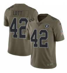 Men's Nike Oakland Raiders #42 Ronnie Lott Limited Olive 2017 Salute to Service NFL Jersey