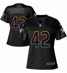 Women's Nike Oakland Raiders #42 Ronnie Lott Game Black Fashion NFL Jersey