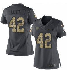 Women's Nike Oakland Raiders #42 Ronnie Lott Limited Black 2016 Salute to Service NFL Jersey