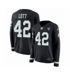 Women's Nike Oakland Raiders #42 Ronnie Lott Limited Black Therma Long Sleeve NFL Jersey