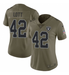 Women's Nike Oakland Raiders #42 Ronnie Lott Limited Olive 2017 Salute to Service NFL Jersey