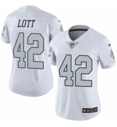 Women's Nike Oakland Raiders #42 Ronnie Lott Limited White Rush Vapor Untouchable NFL Jersey