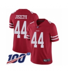 Men's San Francisco 49ers #44 Kyle Juszczyk Red Team Color Vapor Untouchable Limited Player 100th Season Football Jersey