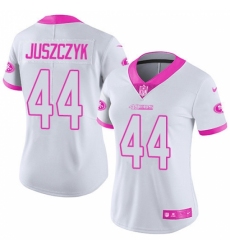 Women's Nike San Francisco 49ers #44 Kyle Juszczyk Limited White/Pink Rush Fashion NFL Jersey