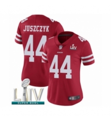 Women's San Francisco 49ers #44 Kyle Juszczyk Red Team Color Vapor Untouchable Limited Player Super Bowl LIV Bound Football Jersey