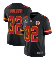 Men's Nike Kansas City Chiefs #32 Nick Bolton Black Super Bowl LVII Patch Stitched NFL Limited Rush Jersey