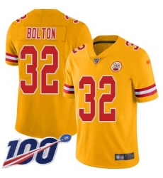 Men's Nike Kansas City Chiefs #32 Nick Bolton Gold Stitched NFL Limited Inverted Legend 100th Season Jersey