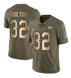 Men's Nike Kansas City Chiefs #32 Nick Bolton Olive Gold Stitched NFL Limited 2017 Salute To Service Jersey