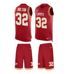 Men's Nike Kansas City Chiefs #32 Nick Bolton Red Team Color Stitched NFL Limited Tank Top Suit Jersey