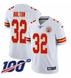 Men's Nike Kansas City Chiefs #32 Nick Bolton White Stitched NFL 100th Season Vapor Limited Jersey