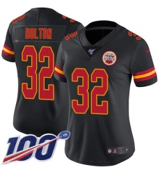 Women's Nike Kansas City Chiefs #32 Nick Bolton Black Stitched NFL Limited Rush 100th Season Jersey